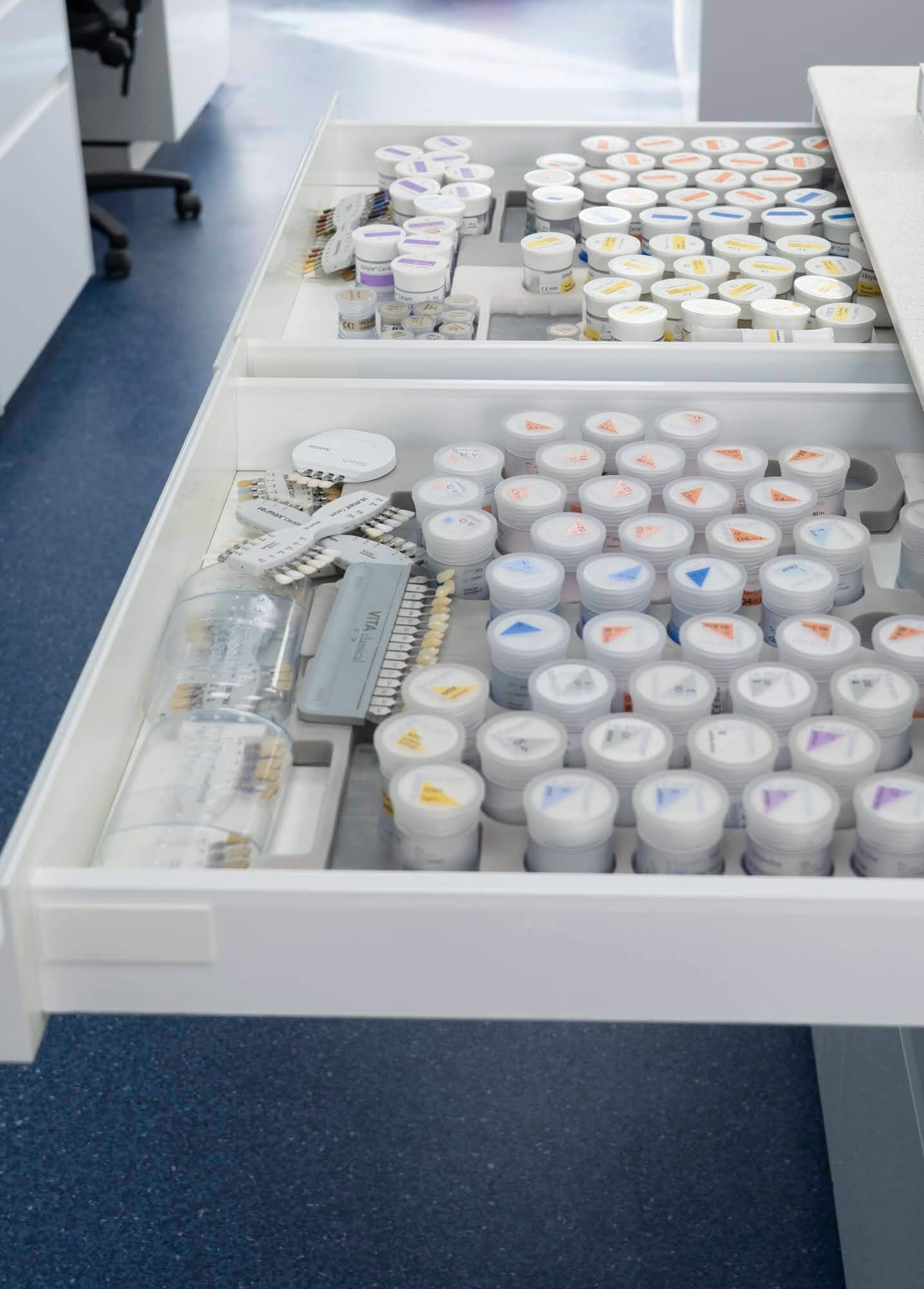 Ceramic powders and shade guides used for colour-matching restorations